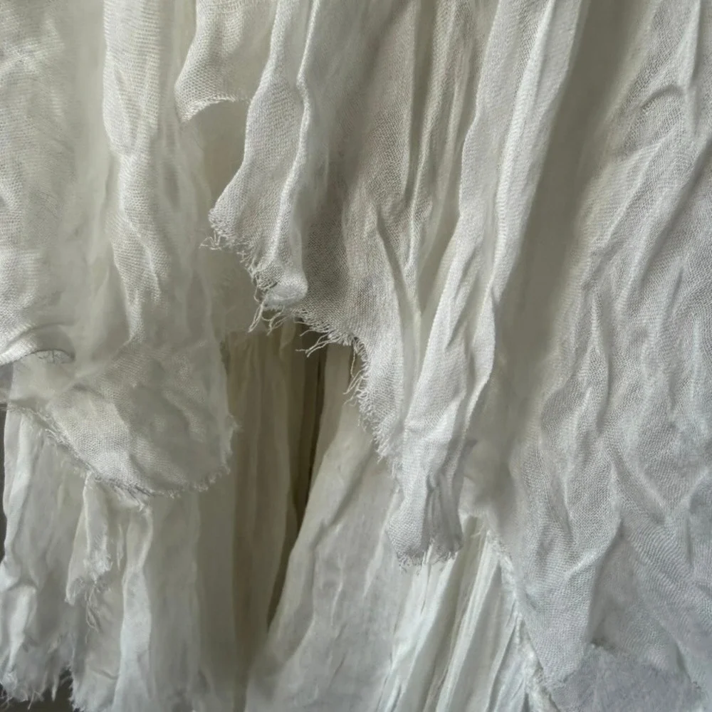 Free People White Handkerchief Raw Hem Sheer One Clover Skirt Sz S/M Boho - Picture 5 of 16